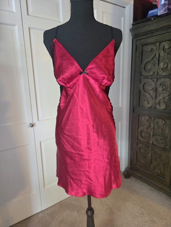 Apt. 9 Other - APT. 9 Satin Chemise Nightgown Large Red Black Lace Lingerie Sleep Dress